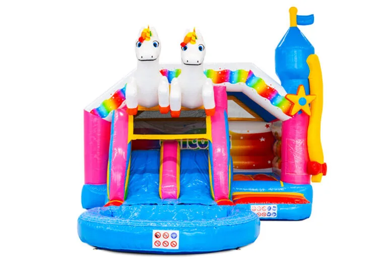 unicorn met zwembad Onze springkussens & stormbanen. Unicorn met zwembad