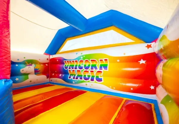 Springkussen Unicorn met dubbele glijbaan - Afbeelding 5