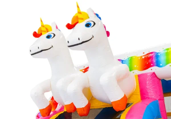 Springkussen Unicorn met dubbele glijbaan - Afbeelding 2